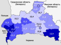 Рождаемость по районам области (2017)