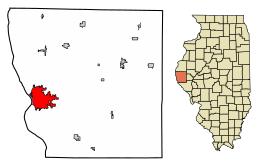 Location of Quincy in Adams County, Illinois.