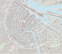 Peta topografi Amsterdam dan kota-kota di sekitarnya, 2014.