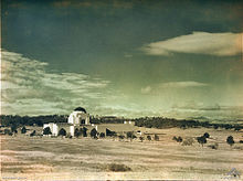 Painting of the Australian War Memorial in 1946, several years after it was opened to the public. Australian War Memorial 1946.jpg