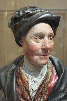 Colley Cibber c.1740, painted plaster bust, National Portrait Gallery, London.JPG