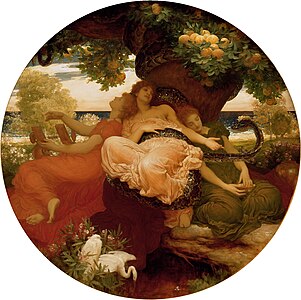 El jardín de las Hespérides, óleo sobre lienzo, 1892, en el Lady Lever Art Gallery.