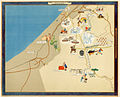 בארי, מתוך "Israel in 14 Pictorial Maps", הוצאת קרן היסוד, 1953 דפוס אופסט, דיו והפרדת צבעים ידנית גובה 26.8 ס"מ, רוחב 32.3 ס"מ המוזיאון הישראלי לקריקטורה ולקומיקס, חולון