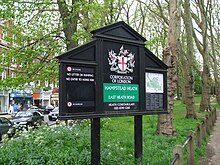 Corporation of London sign on the south-west edge of the heath Hampstead Heath entrance south.JPG