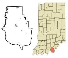 Location of Lanesville in the state of Indiana