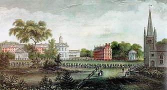 Harvard alumni procession, Harvard Square, 1836