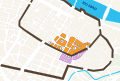 Старый еврейский квартал (оранжевого цвета), и новый (фиолетовый) на схеме Сарагосы