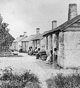 Slave quarters made of tabby concrete, Kingsley Plantation, Fort George Island, Florida, photographed 1865