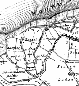 Polder op een kaart van Kuypers (ca. 1865)