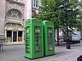 Cabines téléphoniques vertes à Londres.
