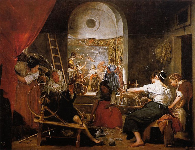 Archivo:Las hilanderas con añadidos de mano ajena, by Diego Velázquez.jpg