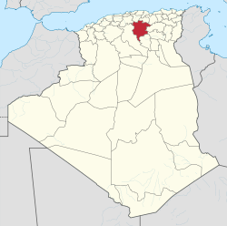 Map of Algeria highlighting M'Sila