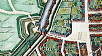 Het gebied rondom de Lindenkruispoort (Atlas van Blaeu, 1652)