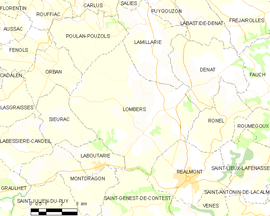 Mapa obce Lombers