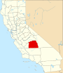 Mapa de California con la ubicación del condado de Tulare