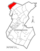 Map of Huntingdon County, Pennsylvania Highlighting Warriors Mark Township