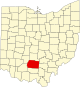 Localização do Map of Ohio highlighting Ross County