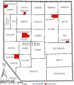 Map of Potter County Pennsylvania With Municipal and Township Labels.png