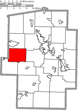 Location of Auburn Township in Tuscarawas County