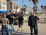 Tournage de la série NCIS à Los Angeles, avec Mark Harmon et Chris O'Donnell.