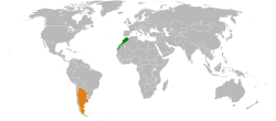 Карта с указанием местоположения Марокко и Аргентины