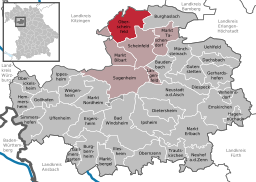 Läget för Oberscheinfeld i Landkreis Neustadt an der Aisch-Bad Windsheim