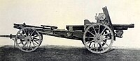 A carriage attached to a limber for transport.