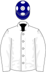 WHITE, White sleeves, Navy Blue cap, white spots