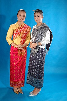 Lao women wearing sinhs Phuan Girls.JPG