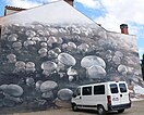 Mural alusivo al cultivo del champiñón en Pradejón