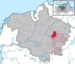 Elhelyezkedése Mecklenburg-Elő-Pomeránia térképén