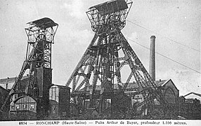 Schacht Arthur de Buyer (1.010 m), die tiefste Kohlenmine in Frankreich zwischen 1900 und 1910