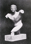 Raymond Duchamp-Villon, 1910, Torse de jeune homme (Torso of a young man), terracotta, Armory Show postcard, published 1913