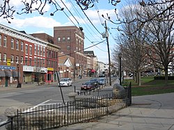 Spring Street seen from the Newton Town Green