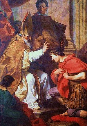 St Ambrose converting Theodosius