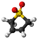 Ball-and-stick model of the sulfolene molecule