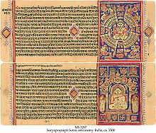 The Suryaprajnaptisutra, a 6th-century BC astronomy text of Jains at The Schoyen Collection, London. Above: its manuscript from c. 1500 AD. Suryaprajnapati Sutra.jpg