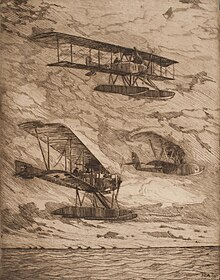 Three Seaplanes, etching by marine artist Nils Elias Anckers depicting early models Tre sjoflygplan.jpg