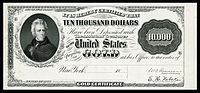 Zlatý certifikát 10 000 $, řada 1888, Fr.1224a, zobrazující Andrewa Jacksona
