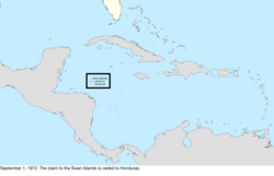 Map of the change to the United States in the Caribbean Sea on September 1, 1972
