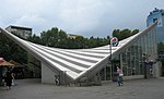 A hyperbolic paraboloid roof of Warszawa Ochota railway station in Warsaw, Poland, 1962