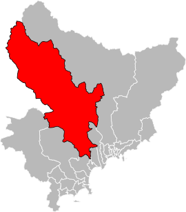 Situation of the canton of Vence in the department of Alpes-Maritimes