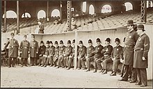 Members of the Boston Police Department at Huntington Avenue Grounds during the series Boston Policemen pose in dugout at the Huntington Avenue Grounds, 1903 World Series - DPLA - 1232799a8b571aedaca4c194f98d6079.jpg