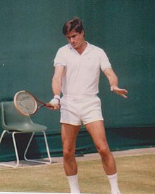 Charlie Pasarell in Over 35s Doubles Wimbledon 1985.jpg