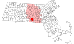 Location in Worcester County in Massachusetts