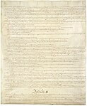 Andra sidan av konstitutionen med artikel I (forts.) och början av artikel II.