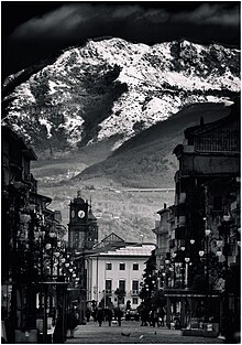 Avellino - View of Corso Vittorio Emanuele and the clocktower.