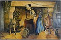 Intérieur paysan, tableau de 1960 ; la figure féminine, inspirée de Chardin, a les traits de son épouse Louisette.