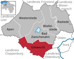 Läget för kommunen Edewecht i Landkreis Ammerland