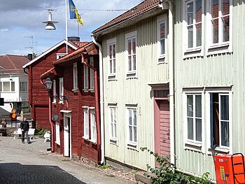 A cidade velha de Eksjö, com as típicas casas de madeira.